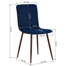 Set 4 Sedie per Sala da Pranzo in Velluto Blu con Gambe Nere Seduta Ergonomica