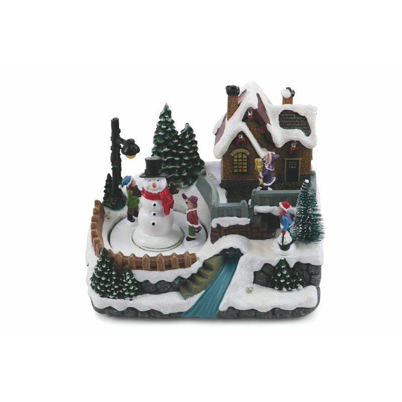Villaggio Natalizio 20x14,5x17 cm con Luci Suoni e Movimento
