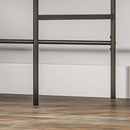 Scrivania con Cassetto ad Ante Scorrevoli 120x60x76,5cm in Legno Canettato Rovere e Nero  