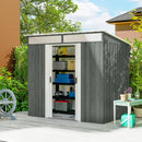 Casetta Box da Giardino 195x122x181,5 cm con Porte Scorrevoli e Pavimentazione in Acciaio Grigio Chiaro      