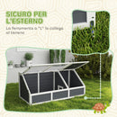 Casetta per Tartarughe di Terra 120x55x50A cm senza Fondo in Legno e Acciaio Grigio e Bianco  