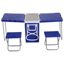 Set Tavolo da Campeggio con Box Refrigerante e 2 Sedie Pieghevoli 