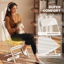 Set 4 Sedie Pieghevoli 45x49x79,5 cm con Fori di Drenaggio in Plastica e Metallo Bianco      