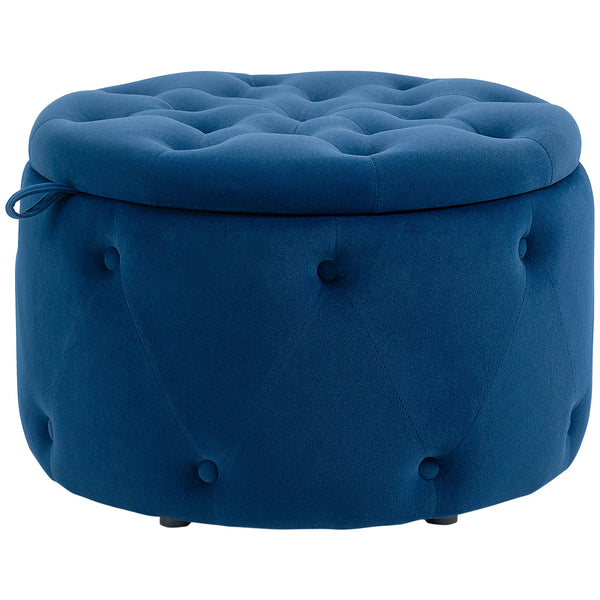 Pouf con contenitore Inter Link in velluto blu e struttura in metallo