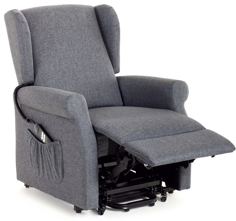 Poltrona Alzapersona Elettrica 2 Motori in Tessuto Vittoria Grigio Scuro