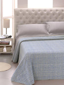 Copriletto in Jacquard Tinto Filo Cober Ibiziano Azzurro Varie Misure