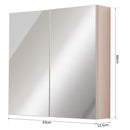 Specchiera da Bagno 2 ante e 3 Ripiani in Legno Rovere 63x60x13.5 cm 