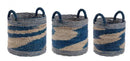 Set 3 Ceste 2 Maniglie in Vegetale e Rafia Blu