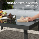 Set 4 Pezzi da Esterno Divano 2 Poltrone e Tavolino in Alluminio e Fibra Grigio Carbone   