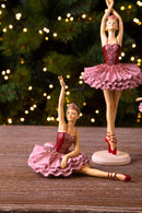 Set 2 Statuine Ballerina Seduta 17,5 in Resina