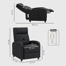 Poltrona Relax  67x87x98 cm Reclinabile 155° Max con Poggiapiedi in Tessuto Effetto Lino Nero      