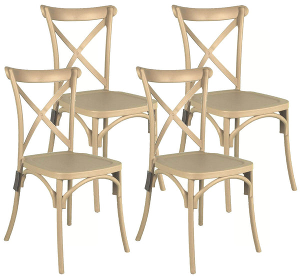 prezzo Set 4 Sedie 88x44x49 cm in Polipropilene Tortora