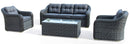 Set Salotto da Giardino in Polyrattan Divano 2 Poltrone e Tavolino Bauer Formentera Grigio