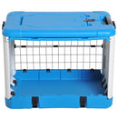 Gabbia Pieghevole per Animali Domestici in Plastica e Acciaio Blu 68x46x53 cm 