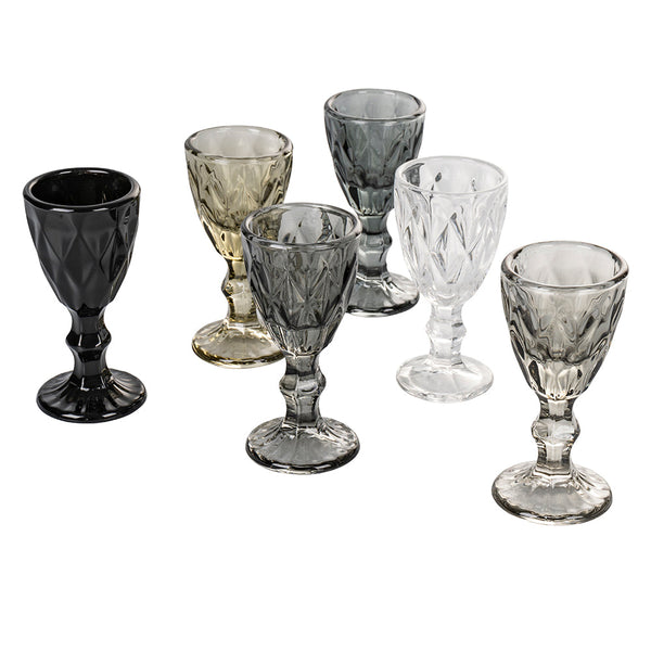 Set 6 Tazzine per Liquori Liquorini Prisma Stones in Vetro VdE Tivoli 1996 Grigio sconto