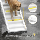 Rampa Pieghevole per Cani per Auto a 10 Gradini 154x40x7,5 cm con Strisce e Piedini Antiscivolo in PP e TPR Bianco      