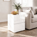 Set di 2 Comodini da Camera da Letto 40x40x58 cm con 2 Cassetti Capacità 30 kg in MDF Bianco      