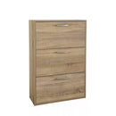 Scarpiera Salvaspazio 3 Ante Doppia Profondità 18 Paia 65x25x99,6 cm in Truciolare Nobilitato Rovere Sonoma