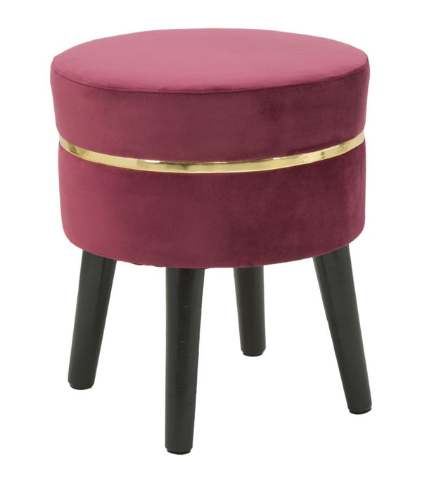 sconto Sgabello Paris Bordeaux Ø35x40,5 cm Legno Spugna e Velluto Sintetico Bordeaux e Oro e Nero