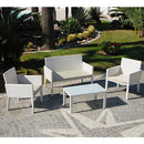 Set Salottino Polyrattan Bianco Divano Poltrone Tavolino per Arredo Giardino