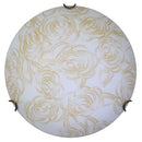 Plafoniera 2xE27 Ganci Bronzo Vetro Lastra Bianco Decorato Rose E-Energy Caterina