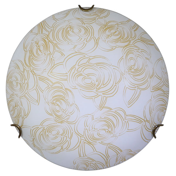 acquista Plafoniera 1xE27 Ganci Bronzo Vetro Lastra Bianco Decorato Rose E-Energy Caterina