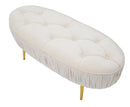 Panca Ovally Crema 102x40,5x42 cm in Legno e Velluto Crema e Oro