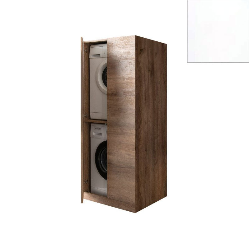 Mobile Lavanderia a Colonna per Lavatrice e Asciugatrice con Ante 70x70x174A cm in Nobilitato Unika Bianco Latte