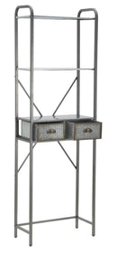 Mobiletto da Bagno Illinois 60,5x29x184,5 cm in Ferro Argento