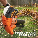 Soffiatore 3-in-1 con Funzione Aspiratore Trituratore per Foglie 3000W in PP e Tessuto Nero e Arancione      