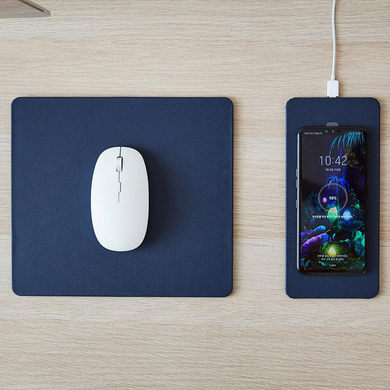 Tappetino per Mouse Scomponibile con Base di Ricarica Wireless Blu Notte