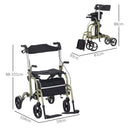 Deambulatore per Anziani e Disabili 59x104x88-101 cm Pieghevole con Poggiapiedi Giallo e Verde   