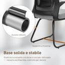 Sedia Ufficio Senza Ruote 57x56x97 cm in Tessuto Rete Trasparente Grigio Scuro      