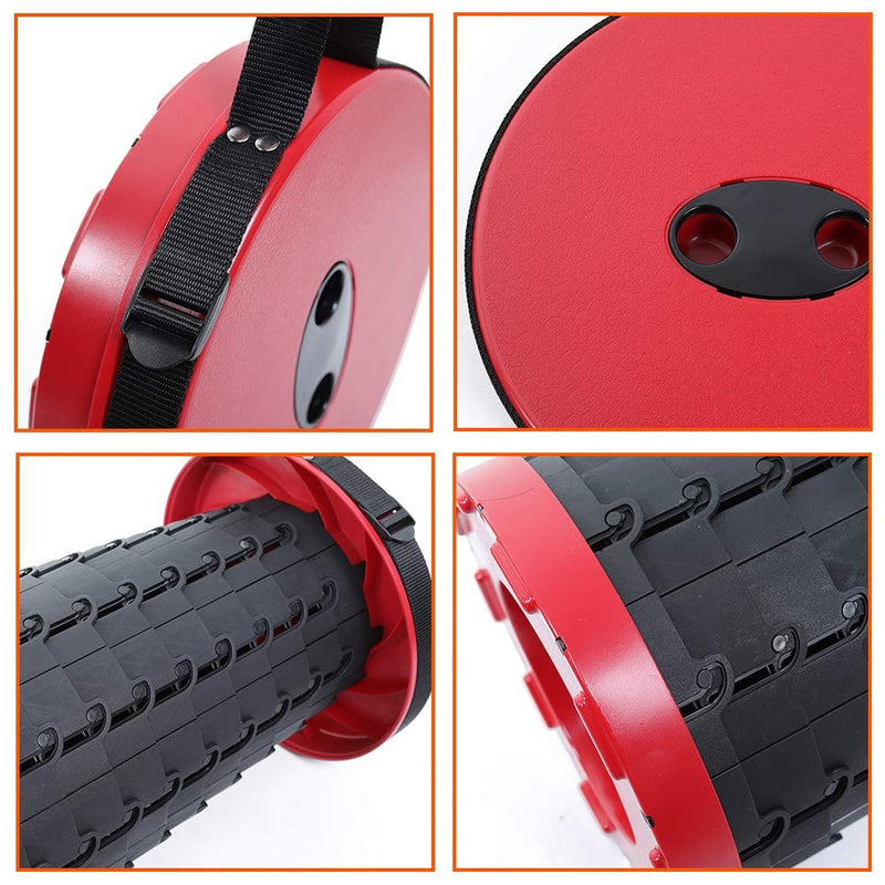 Sgabello Poggiapiedi Telescopico Pieghevole Nero e Rosso