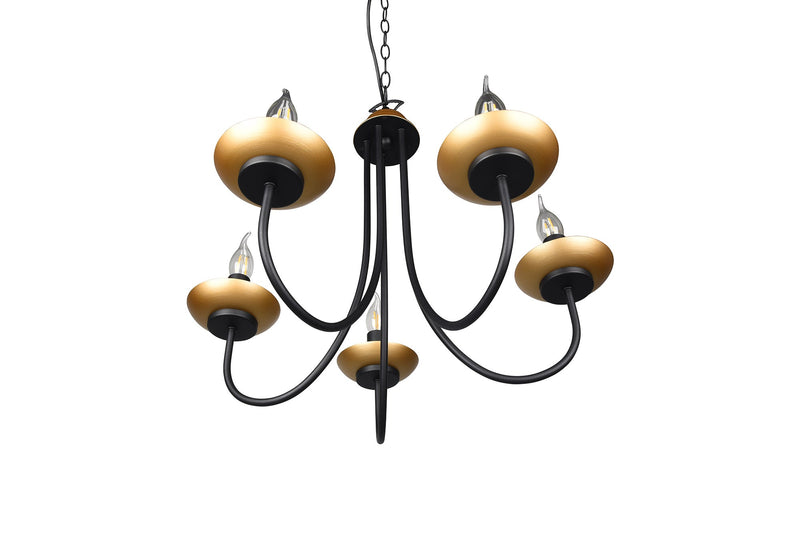 Lampadario Sospeso da Interno Attacco E14 in Metallo Nero Opaco