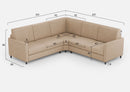 Divano Angolare 5 Posti 221x221x85 cm Karay in Tessuto Beige