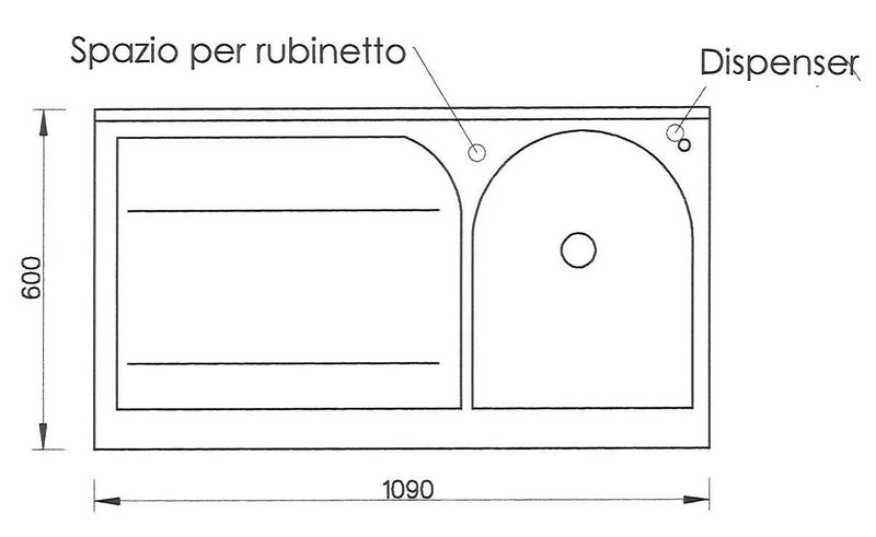 Lavatoio e Coprilavatrice 109x60x89cm Asse in Termoplastico Montegrappa Edilla Bianco Destro