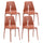Set 4 Sedie Impilabili 85x50x51 cm in Polipropilene e Fibra di Vetro Lisbona Mattone