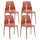 Set 4 Sedie Impilabili 85x50x51 cm in Polipropilene e Fibra di Vetro Lisbona Mattone