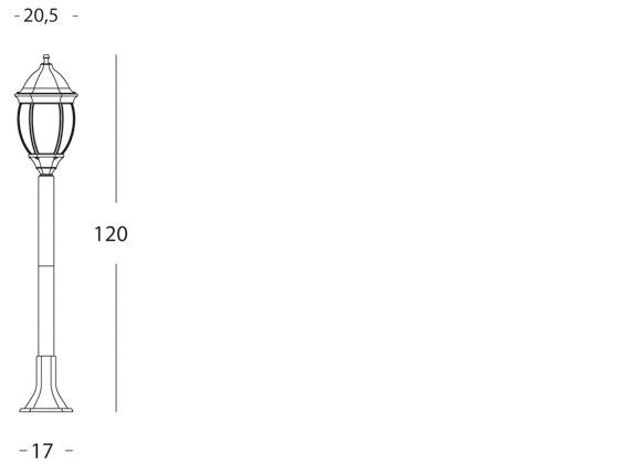 Lampada Palo Paletto per Giardino Colore Grigio per Esterno Linea Olive Sovil