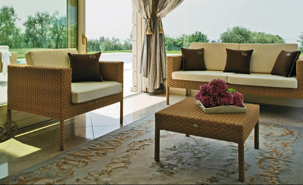 Set da Giardino Divano 2 Poltrone e Tavolino in Wicker Ranieri Harmony sconto