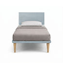 Letto 1 Piazza e Mezza con Rete Rivestita Microfibra Azzurro Tessis Testata Flat Varie Misure