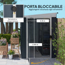 Casetta da Giardino con Finestra 128x193x161-181H cm con Serratura e Chiavi Incluse in Acciaio Grigio Scuro  