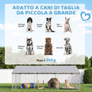 Recinto per Cani da Esterno 4x2,3x1,5 m con Rete Zincata e Serratura in Acciaio e Tessuto Oxford Argento      