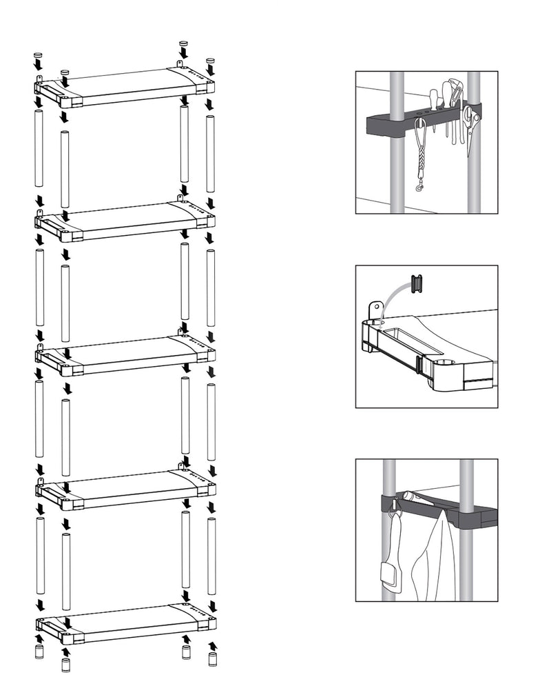 Scaffale 4 Ripiani 80x40x165 cm in Resina PVC Grigio    