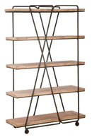Libreria Trox 119,5x44x187 cm Legno di Abete e MDF e FERRO Marrone e Grigio