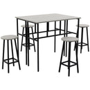 Set 2 Tavoli Alti 100x40x90 cm e 4 Sgabelli Grigio