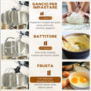 Impastatrice Planetaria 1400W con Ciotola 7L e 6 Velocità Gancio Impastatore Frusta e Sbattitore Nero      