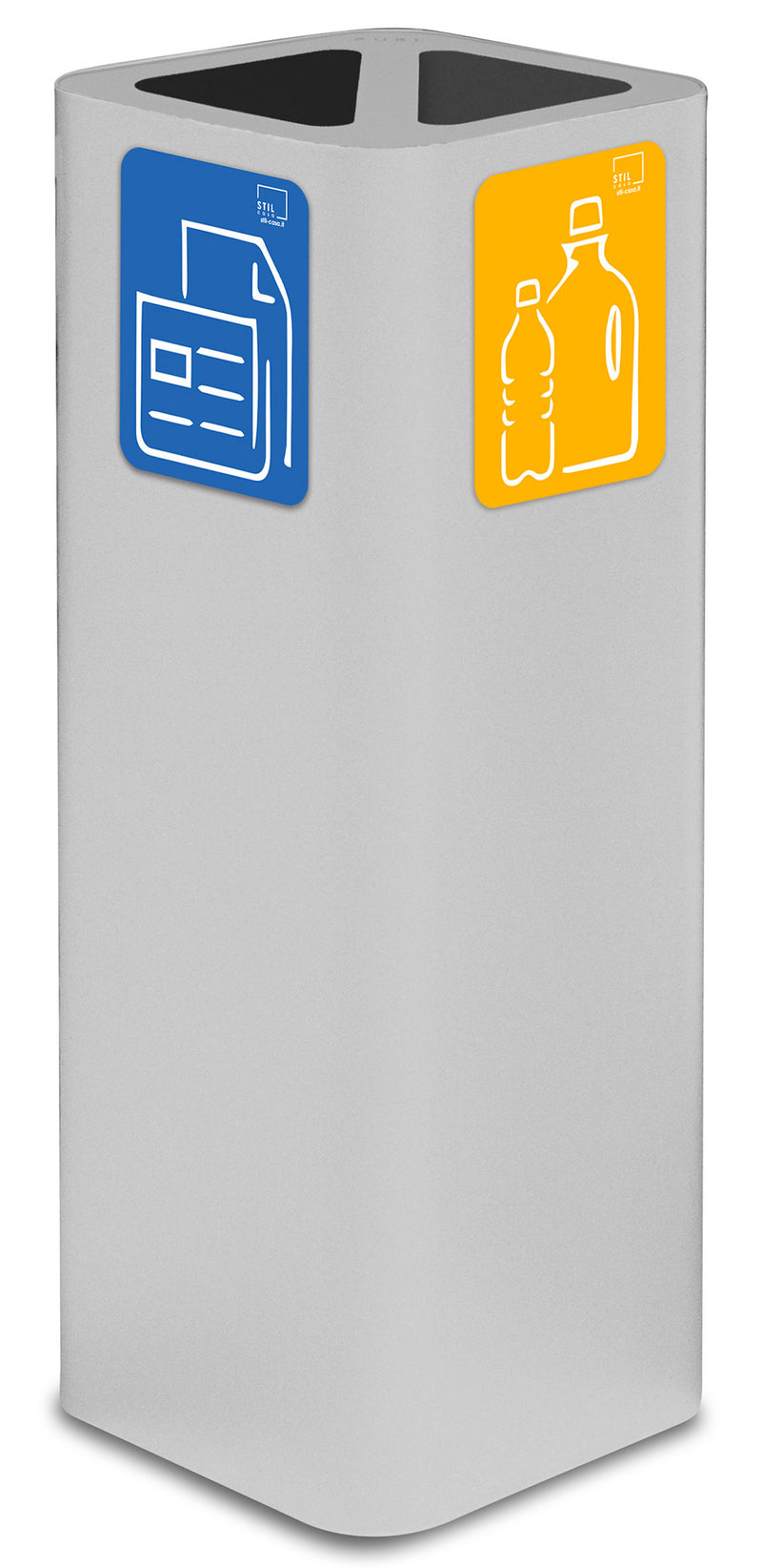 Pattumiera Per Raccolta Rifiuti 30x30xh80 cm In Acciaio Verniciato Cover a 2 Scomparti Bianco