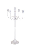 Candeliere con 5 Bracci 75 cm in Metallo Bianco e Oro
